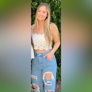 The cutest flower lace crop top with adjustable ties